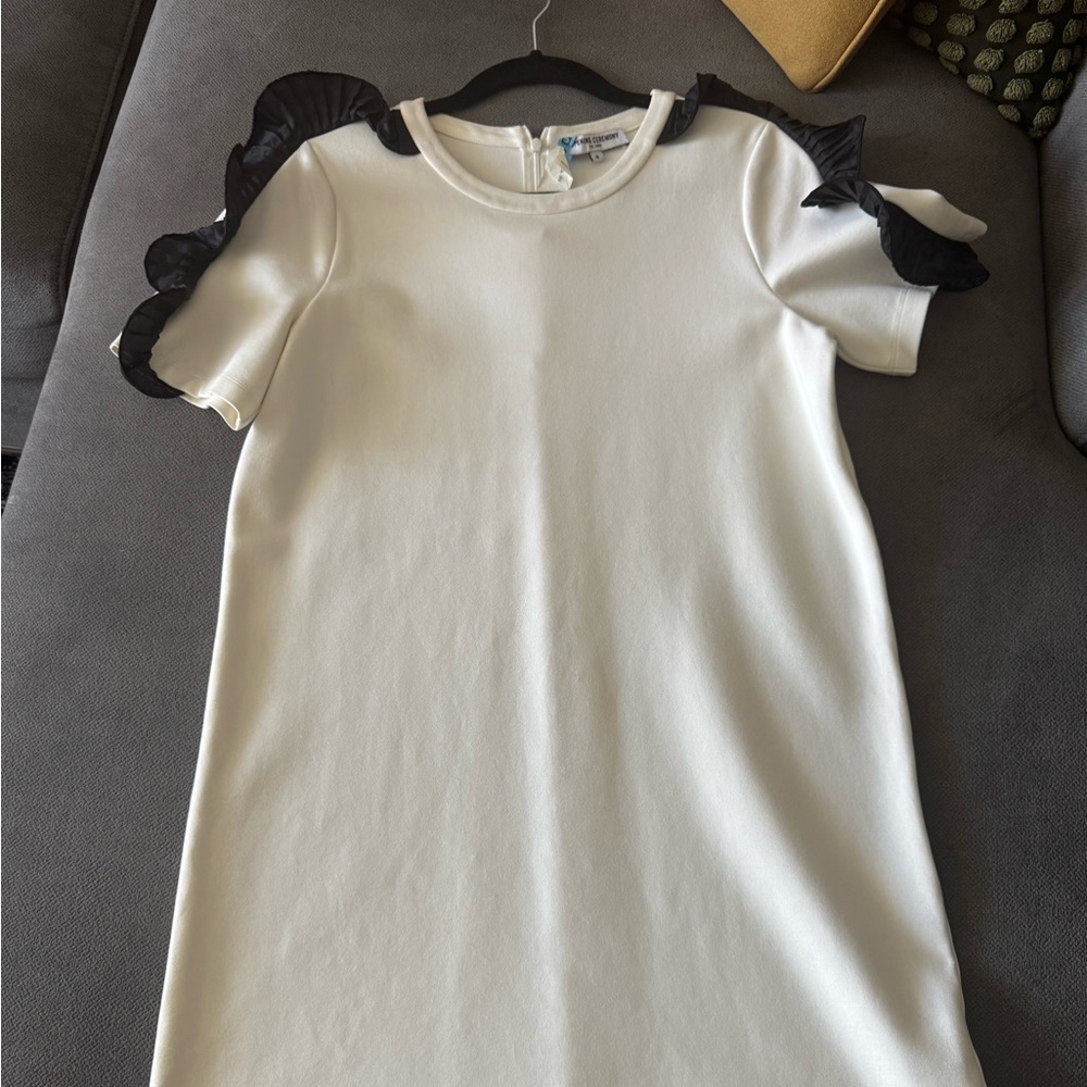 Opening Ceremony Dress in White with Black Ruffles